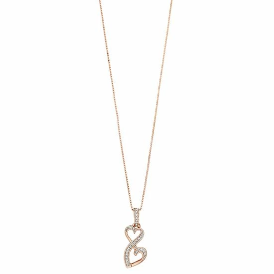 Outlet โญ Love Is Forever 14k Rose Gold Over Silver 1/10-ct. T.W. Diamond Double Heart Pendant ๐งจ 3 Outlet โญ Love Is Forever 14k Rose Gold Over Silver 1/10-ct. T.W. Diamond Double Heart Pendant ๐งจ