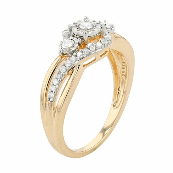 Cheap ๐ Unbranded 14k Gold Over Silver 1/4 Carat T.W. Diamond 3-Stone Ring ๐ 4 Cheap ๐ Unbranded 14k Gold Over Silver 1/4 Carat T.W. Diamond 3-Stone Ring ๐ - Image 2