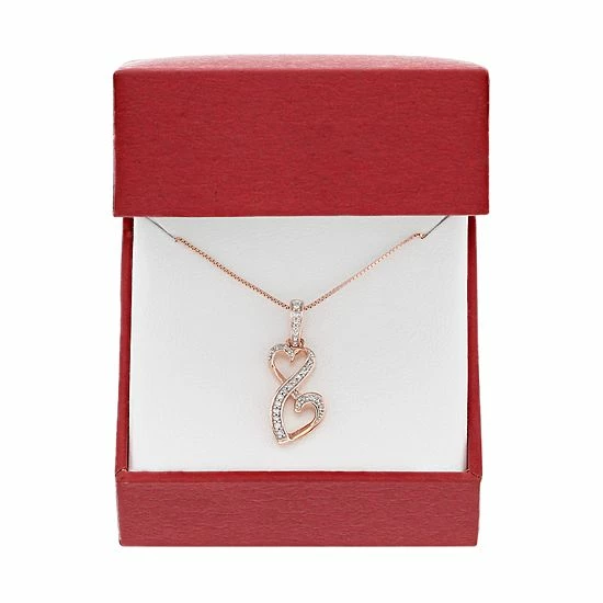 Outlet โญ Love Is Forever 14k Rose Gold Over Silver 1/10-ct. T.W. Diamond Double Heart Pendant ๐งจ 6 Outlet โญ Love Is Forever 14k Rose Gold Over Silver 1/10-ct. T.W. Diamond Double Heart Pendant ๐งจ - Image 4