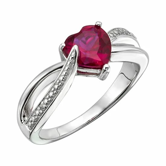 Deals π Unbranded Sterling Silver Lab-Created Ruby And Diamond Accent Heart Bypass Ring π 4 Deals π Unbranded Sterling Silver Lab-Created Ruby And Diamond Accent Heart Bypass Ring π - Image 2
