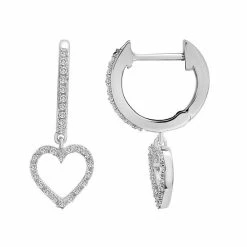 Brand new ๐ Unbranded Sterling Silver 1/8 Carat T.W. Diamond Heart Drop Earrings ๐งจ