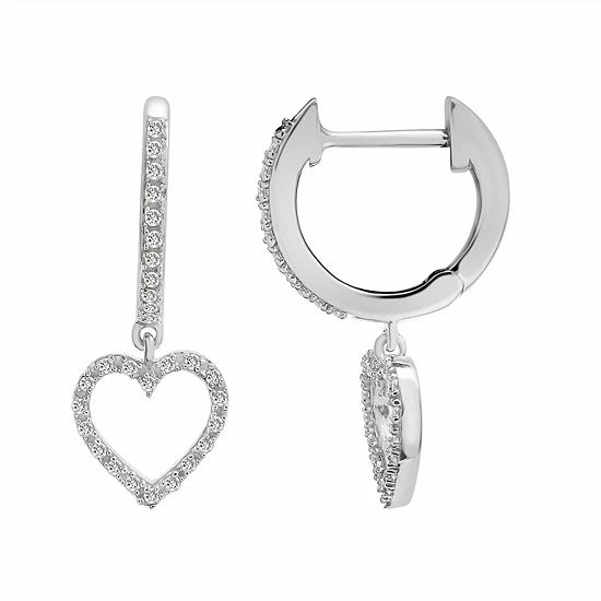 Brand new ๐ Unbranded Sterling Silver 1/8 Carat T.W. Diamond Heart Drop Earrings ๐งจ 3 Brand new ๐ Unbranded Sterling Silver 1/8 Carat T.W. Diamond Heart Drop Earrings ๐งจ
