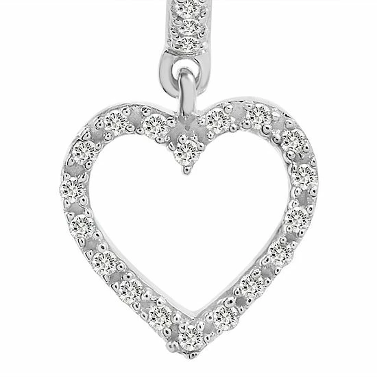 Brand new ๐ Unbranded Sterling Silver 1/8 Carat T.W. Diamond Heart Drop Earrings ๐งจ 4 Brand new ๐ Unbranded Sterling Silver 1/8 Carat T.W. Diamond Heart Drop Earrings ๐งจ - Image 2