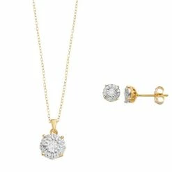 Best reviews of 💯 Unbranded 1/2 Carat T.W. Diamond Lotus Pendant Necklace & Earrings Set Gold Tone 🔔