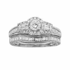 Coupon 🥰 The Regal Collection 14k White Gold 1-ct. T.W. IGL Certified Round-Cut Diamond Frame Ring Set 💯