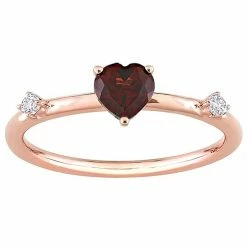 Brand new π Stella Grace 10k Rose Gold Heart Garnet & White Topaz Stackable Ring π₯°