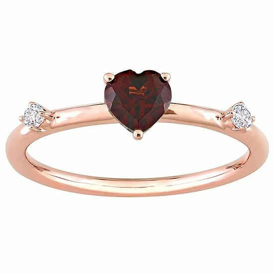 Brand new π Stella Grace 10k Rose Gold Heart Garnet & White Topaz Stackable Ring π₯° 3 Brand new π Stella Grace 10k Rose Gold Heart Garnet & White Topaz Stackable Ring π₯°