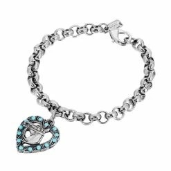 Best deal 🌟 1928 Silver Tone Aqua Crystal Horse Head Heart Bracelet 👏