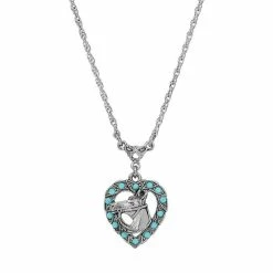 Top 10 🧨 1928 Silver Aqua Crystal Horse Heart Necklace 😀