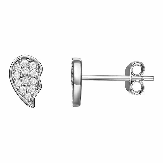 Wholesale โญ PRIMROSE Sterling Silver Cubic Zirconia Half Hearts Stud Earrings ๐ 3 Wholesale โญ PRIMROSE Sterling Silver Cubic Zirconia Half Hearts Stud Earrings ๐