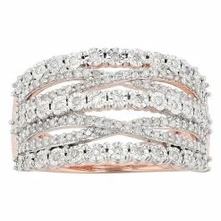 Best deal 💯 Unbranded Sterling Silver 1/2 Carat T.W. Diamond Crossover Ring Gold Tone ⌛