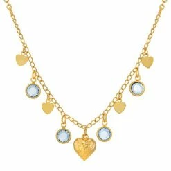 Flash Sale 🎉 1928 Gold Tone Light Blue Channels With Hearts Drop Necklace 🤩