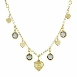 Cheapest 👏 1928 Gold-Tone Black Diamond Channels With Hearts Drop Necklace 🔔