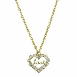 Flash Sale 🔔 1928 14k Gold Dipped Crystal Accented "Love" Heart Pendant Necklace 🎁