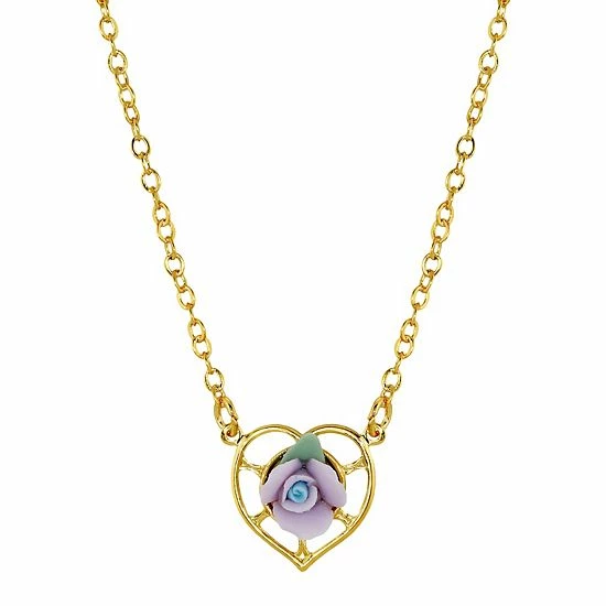Best Sale ๐คฉ 1928 14k Gold-Dipped Porcelain Rose Heart Necklace ๐ 3 Best Sale ๐คฉ 1928 14k Gold-Dipped Porcelain Rose Heart Necklace ๐
