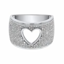 Hot Sale ⭐ Unbranded Sterling Silver 1/2 Carat T.W. Diamond Pave Heart Cutout Ring 😍