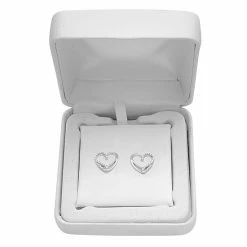 Buy 👏 Unbranded Sterling Silver 1/4 Carat T.W. Diamond Open Heart Earrings 👍 -Valentine's Day Jewelry shop unnamed file 2072