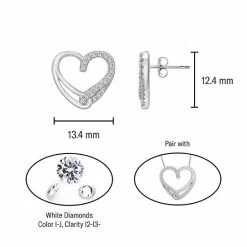 Buy 👏 Unbranded Sterling Silver 1/4 Carat T.W. Diamond Open Heart Earrings 👍 -Valentine's Day Jewelry shop unnamed file 2074