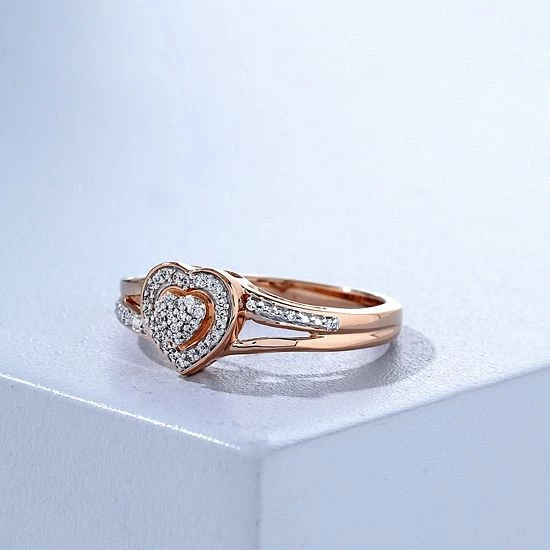 Top 10 👍 DeCouer Sterling Silver 1/10 Carat T.W. Diamond Heart Promise Ring Rose Gold Tone 🎉 5 Top 10 👍 DeCouer Sterling Silver 1/10 Carat T.W. Diamond Heart Promise Ring Rose Gold Tone 🎉 - Image 3