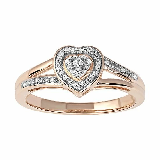 Top 10 👍 DeCouer Sterling Silver 1/10 Carat T.W. Diamond Heart Promise Ring Rose Gold Tone 🎉 7 Top 10 👍 DeCouer Sterling Silver 1/10 Carat T.W. Diamond Heart Promise Ring Rose Gold Tone 🎉 - Image 5