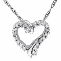 Cheapest 💯 Stella Grace 10k White Gold 1/10 Carat T.W Diamond Heart Pendant Necklace ❤️