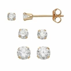 Best Sale 💯 Taylor Grace Cubic Zirconia 10k Gold Stud Earring Set 🥰
