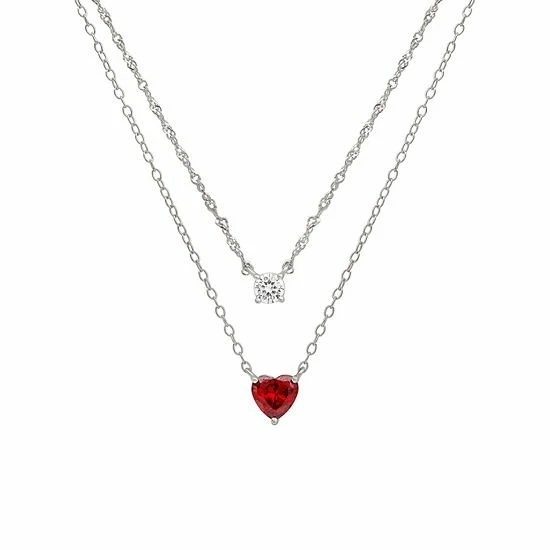 Brand new ๐ฏ PRIMROSE Sterling Silver Red Cubic Zirconia Heart Double Strand Necklace ๐ 3 Brand new ๐ฏ PRIMROSE Sterling Silver Red Cubic Zirconia Heart Double Strand Necklace ๐