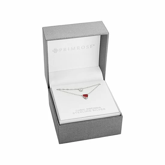 Brand new ๐ฏ PRIMROSE Sterling Silver Red Cubic Zirconia Heart Double Strand Necklace ๐ 4 Brand new ๐ฏ PRIMROSE Sterling Silver Red Cubic Zirconia Heart Double Strand Necklace ๐ - Image 2