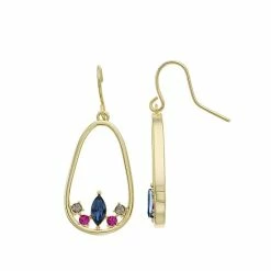 New 🔥 Brilliance Gold Tone Multicolor Crystal Cluster Oblong Drop Earrings 💯