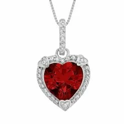 Outlet 🛒 Gemminded Sterling Silver Lab-Created Ruby And Diamond Accent Heart Frame Pendant ❤️