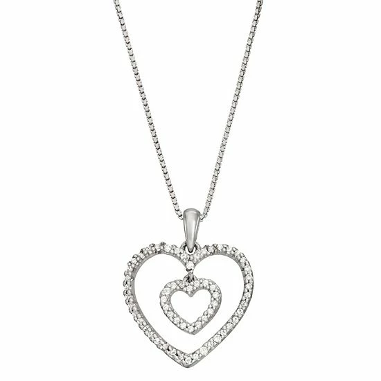 Coupon 🔔 HDI Sterling Silver 1/4 Carat T.W. Double Heart Pendant Necklace ✨ 3 Coupon 🔔 HDI Sterling Silver 1/4 Carat T.W. Double Heart Pendant Necklace ✨