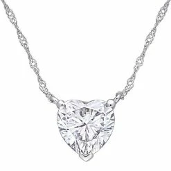 Best deal 🤩 Stella Grace 10k White Gold Lab-Created Moissanite Solitaire Heart Pendant Necklace 😉