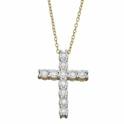 New ๐คฉ Unbranded Sterling Silver 1/4 Carat T.W. Diamond Cross Pendant Necklace ๐