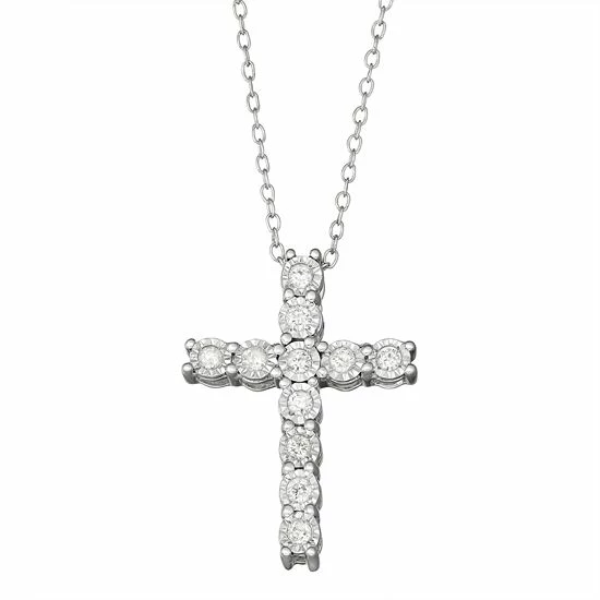 New ๐คฉ Unbranded Sterling Silver 1/4 Carat T.W. Diamond Cross Pendant Necklace ๐ 5 New ๐คฉ Unbranded Sterling Silver 1/4 Carat T.W. Diamond Cross Pendant Necklace ๐ - Image 3