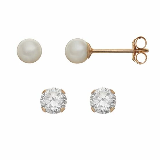 Budget ๐ฏ Taylor Grace Freshwater Cultured Pearl & Cubic Zirconia 10k Gold Stud Earring Set ๐ 3 Budget ๐ฏ Taylor Grace Freshwater Cultured Pearl & Cubic Zirconia 10k Gold Stud Earring Set ๐