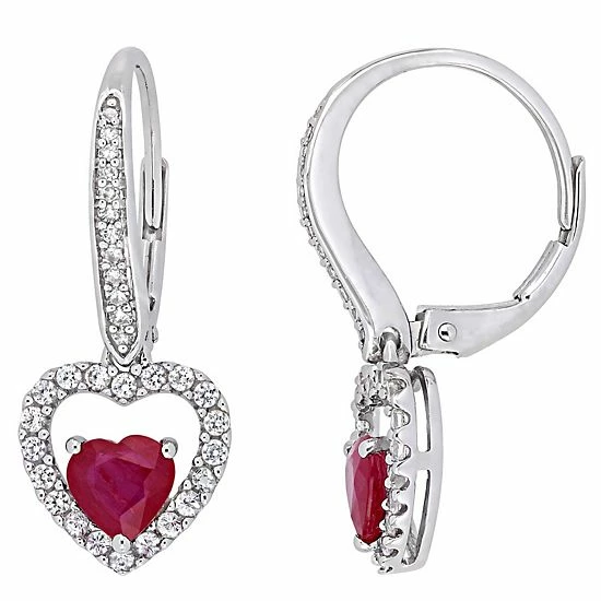 Promo ๐ Stella Grace 14k White Gold Ruby, White Sapphire & 1/10 Carat T.W. Diamond Heart Drop Earrings ๐ 3 Promo ๐ Stella Grace 14k White Gold Ruby, White Sapphire & 1/10 Carat T.W. Diamond Heart Drop Earrings ๐