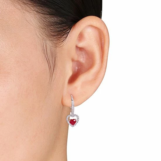 Promo ๐ Stella Grace 14k White Gold Ruby, White Sapphire & 1/10 Carat T.W. Diamond Heart Drop Earrings ๐ 4 Promo ๐ Stella Grace 14k White Gold Ruby, White Sapphire & 1/10 Carat T.W. Diamond Heart Drop Earrings ๐ - Image 2