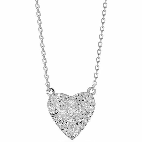 Flash Sale ๐ Sunkissed Sterling Silver Over Cubic Zirconia Cross Heart Necklace Silver Tone ๐ 6 Flash Sale ๐ Sunkissed Sterling Silver Over Cubic Zirconia Cross Heart Necklace Silver Tone ๐ - Image 4