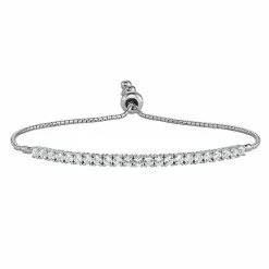 Flash Sale 🎉 Sterling Silver Lab-Created White Sapphire Adjustable Bracelet ❤️