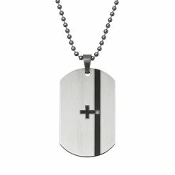 Top 10 🥰 Unbranded Diamond Accent Two Tone Stainless Steel Cross 🐕 Dog Tag - Men 💯