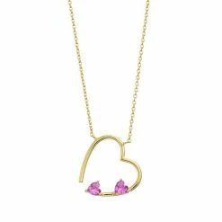 Buy 🥰 Unbranded 14k Gold Over Silver Pink Cubic Zirconia Open Heart Layering Necklace 😍