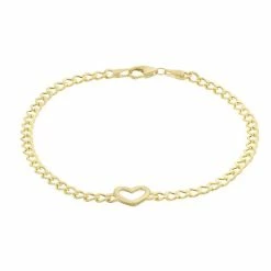 Outlet 💯 Unbranded 14k Gold Open Heart Curb Chain Bracelet 🎉