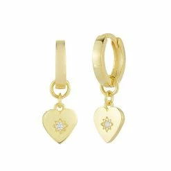 Best reviews of ✨ Sunkissed Sterling Cubic Zirconia Heart Hoop Drop Earrings Gold Tone ❤️