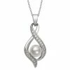Flash Sale 🎉 Unbranded Sterling Silver Freshwater Cultured Pearl & Lab Created White Sapphire Twist Pendant Necklace 👏 -Valentine's Day Jewelry shop unnamed file 2261