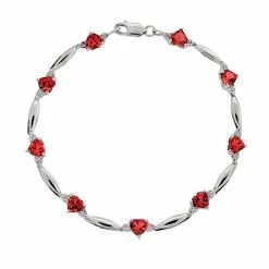 Budget 😉 Gemminded Sterling Silver Lab-Created Ruby And Diamond Accent Heart Bracelet 🤩
