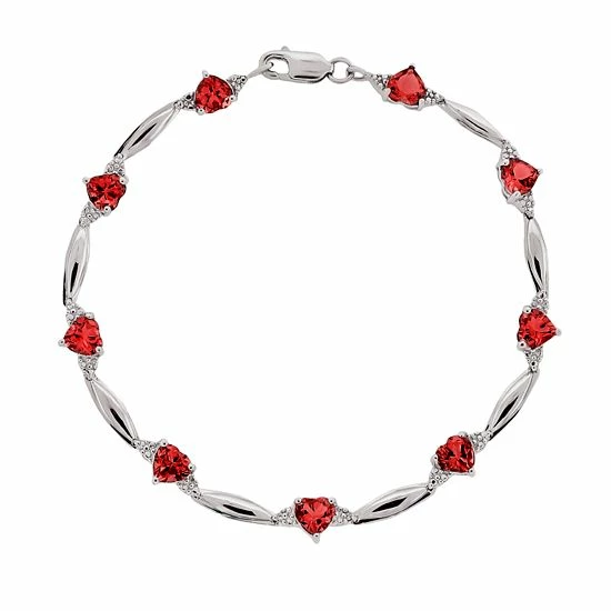 Budget π Gemminded Sterling Silver Lab-Created Ruby And Diamond Accent Heart Bracelet π€© 3 Budget π Gemminded Sterling Silver Lab-Created Ruby And Diamond Accent Heart Bracelet π€©