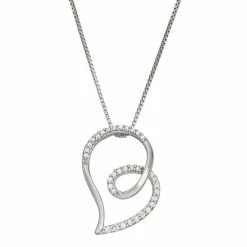 Coupon ⭐ HDI Sterling Silver 1/6 Carat T.W. Diamond Swirl Heart Pendant Necklace 💯