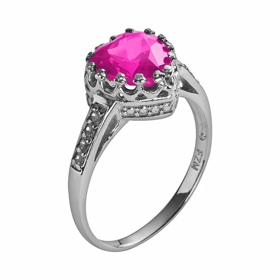 Top 10 π Designs By Gioelli Sterling Silver Lab-Created Pink Sapphire And Lab-Created White Sapphire Heart Crown Ring π₯° 4 Top 10 π Designs By Gioelli Sterling Silver Lab-Created Pink Sapphire And Lab-Created White Sapphire Heart Crown Ring π₯° - Image 2