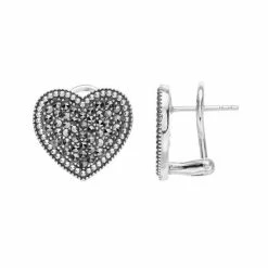 Best deal ❤️ Lavish By TJM Sterling Silver Marcasite Heart Omega Earrings ✨