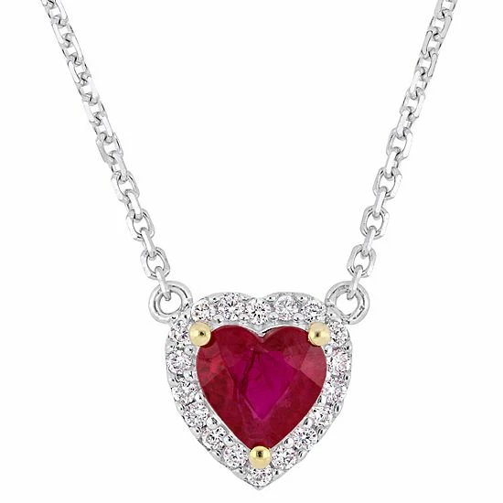 Budget ๐ Stella Grace 14k Two Tone Gold Ruby & Diamond Accent Halo Heart Necklace ๐ 3 Budget ๐ Stella Grace 14k Two Tone Gold Ruby & Diamond Accent Halo Heart Necklace ๐